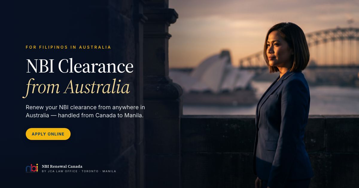 NBI Renewal Canada — NBI Clearance from Australia